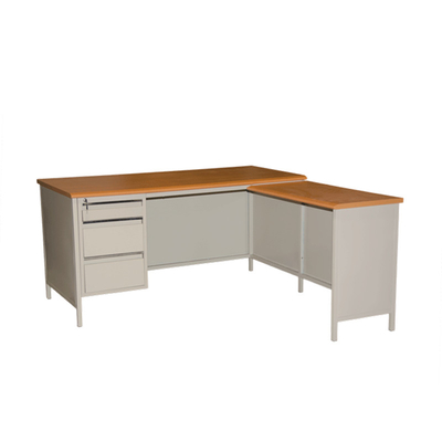 MDF Board Steel Executive Desk L Shape Office With Three Drawers