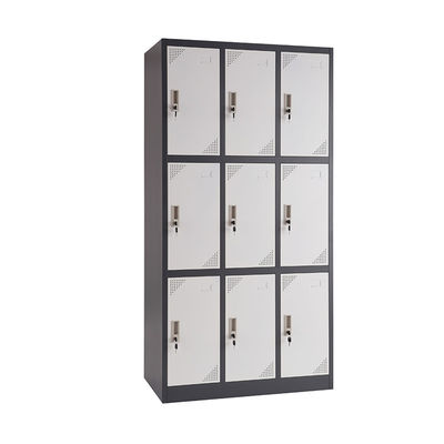 Electrostastic Powder Coating 9 Doors Metal Lockers Staff Lockers H1850mm